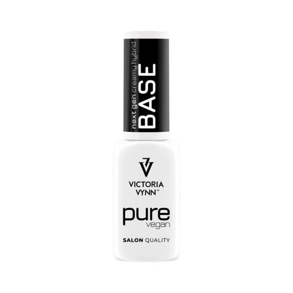 Bote de color blanco con letras negras de la marca VICTORIA VYNN con tapon negro con letras blancas que pone BASE