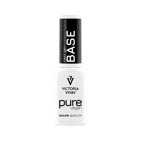 Bote de color blanco con letras negras de la marca VICTORIA VYNN con tapon negro con letras blancas que pone BASE