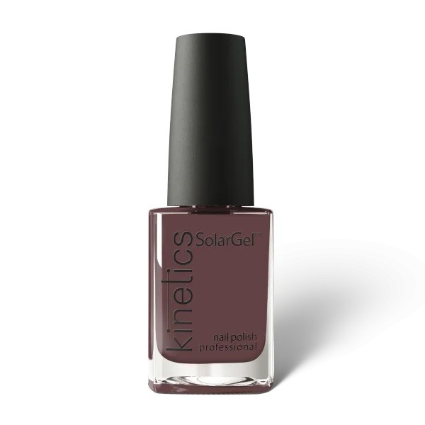 Kinetics SolarGel Grounded - esmalte de uñas sin lampara color marrón ciruela oscuro con matices malva de 15ml