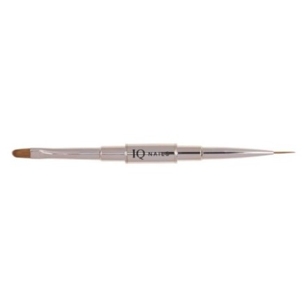Pincel doble para uñas IQ Nails con punta plana para gel y punta fina para detalles y nail art