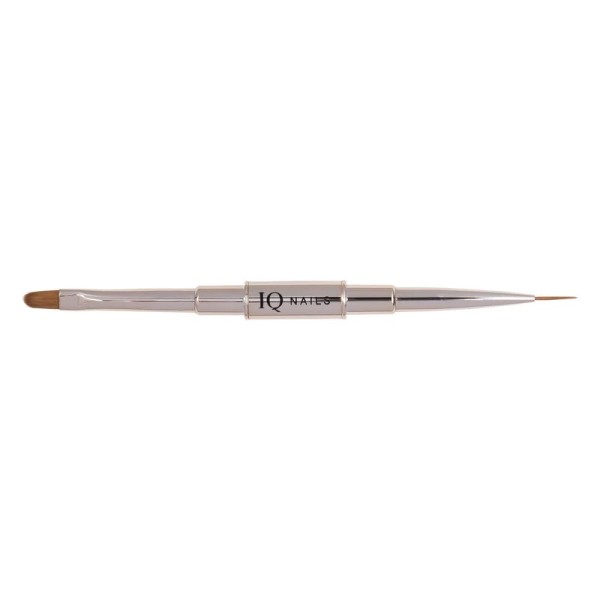 Pincel doble para uñas IQ Nails con punta plana para gel y punta fina para detalles y nail art