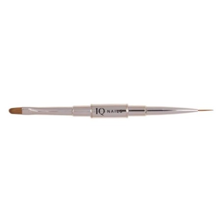 Pincel doble para uñas IQ Nails con punta plana para gel y punta fina para detalles y nail art