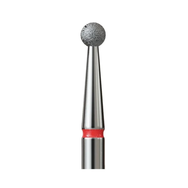 Fresa de diamante IQ Nails con forma de bola y banda roja para manicura profesional