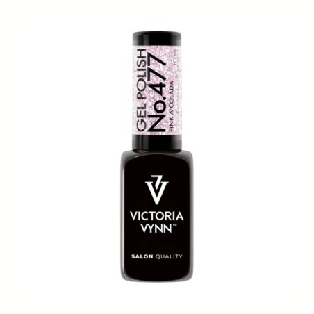 Victoria Vynn Gel Polish Color 477 Pink a'Colada esmalte semipermanente rosa con foil plateado