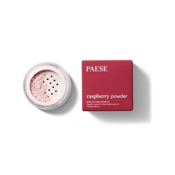 Bote redondo junto a su caja de color rosa frambuesa de la marca Paese