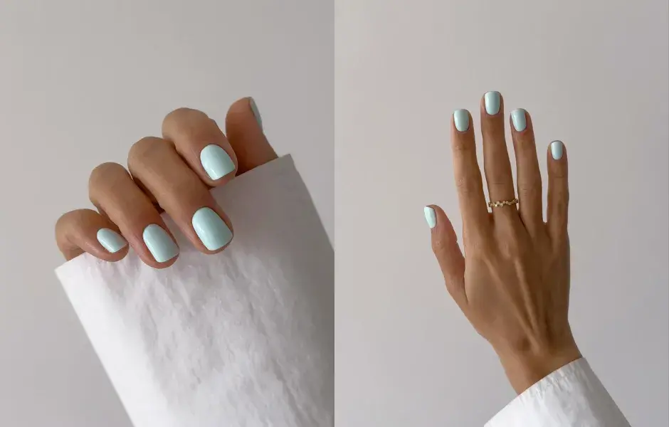 manicura azul beb&eacute; pastel