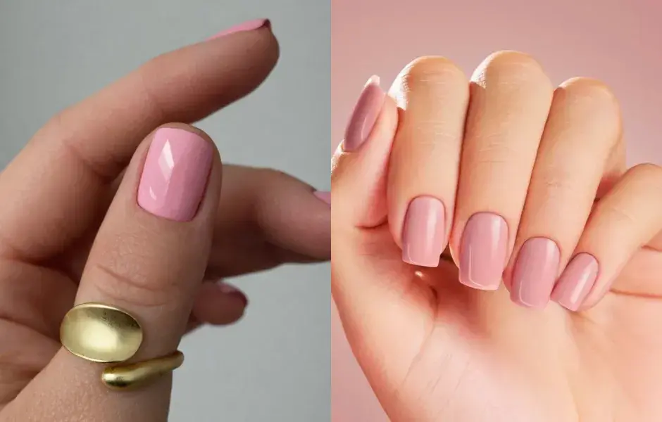 manicura sencilla rosa empolvado